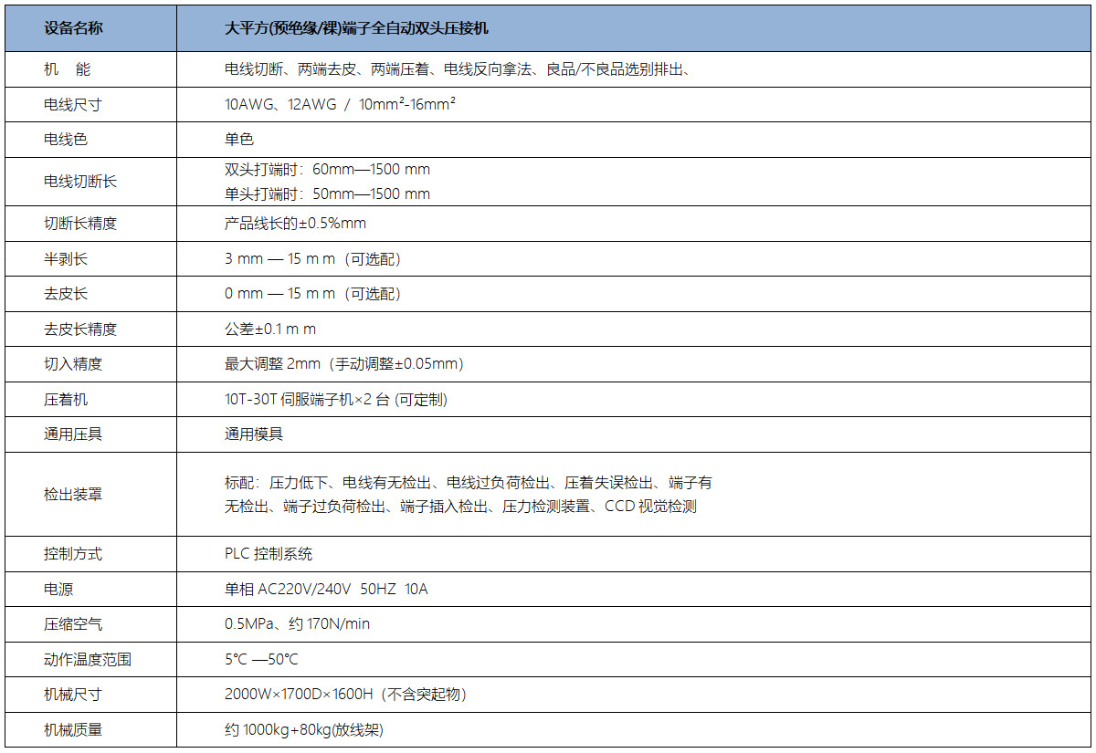 全自動端子機(jī)技術(shù)參數(shù)